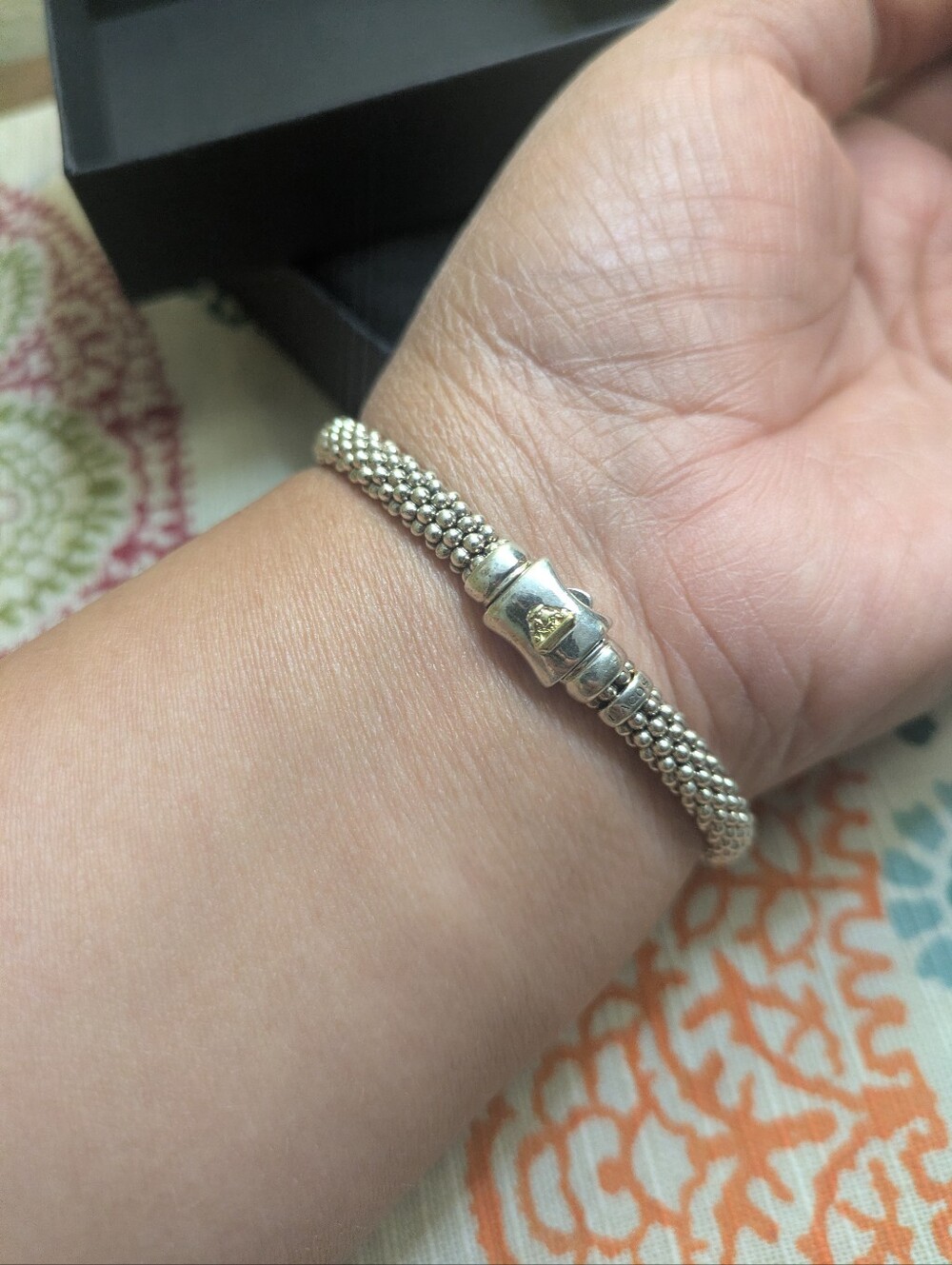 Two-Tone Five Ring Diamond Caviar Bracelet | 6mm - Picture 9 of 11